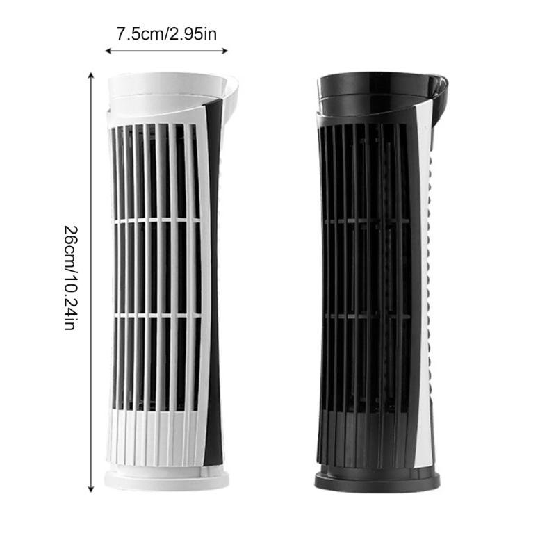Ventilatore da scrivania USB portatile a 2 velocità con luce LED, senza pale, sicuro e silenzioso, ventilatore a torre da tavolo per studenti e impiegati