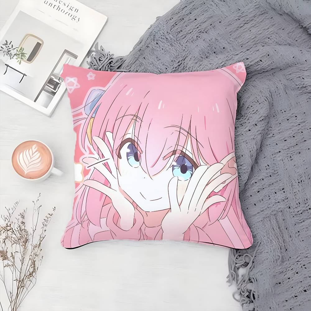 Anime B-Bocchi The Rock-MT Cartoon Pillow Case Printing Pillowcase Living Room Sofa Cushion Cover Bedroom Room Decor