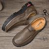Men's Outdoor Casual Slip-On Leather Shoes - Large Size, Non-Slip, Wear-Resistant, Soft Sole