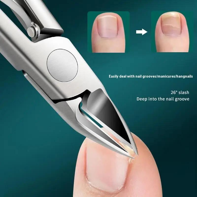 Professional Toe Nail Clippers Thick Ingrown Toenails Large Wide Jaw Opening Slanted Long Handle Fingernail Scissors Manicure