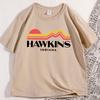 Hawkins Indiana T-Shirt Herren Damen Retro Kurzarm Rundhals T-Shirt Lässig Locker Trendiges Bedrucktes T-Shirt Streetwear Kleidung
