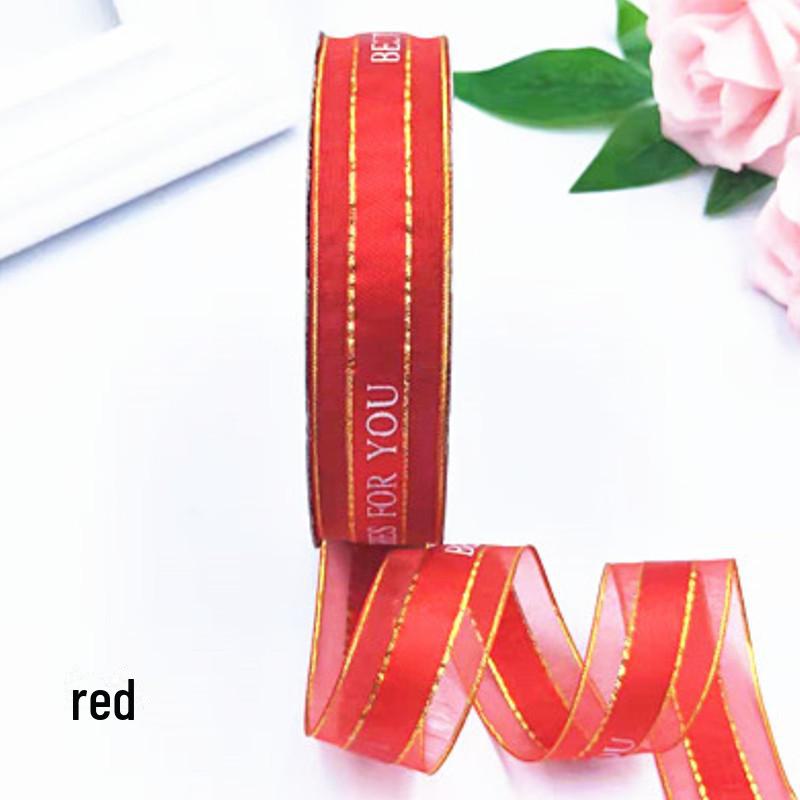 2,5 cm Transparentes Schneegarnband mit englischem und koreanischem Design für Kuchen-, Geschenkboxschleifen