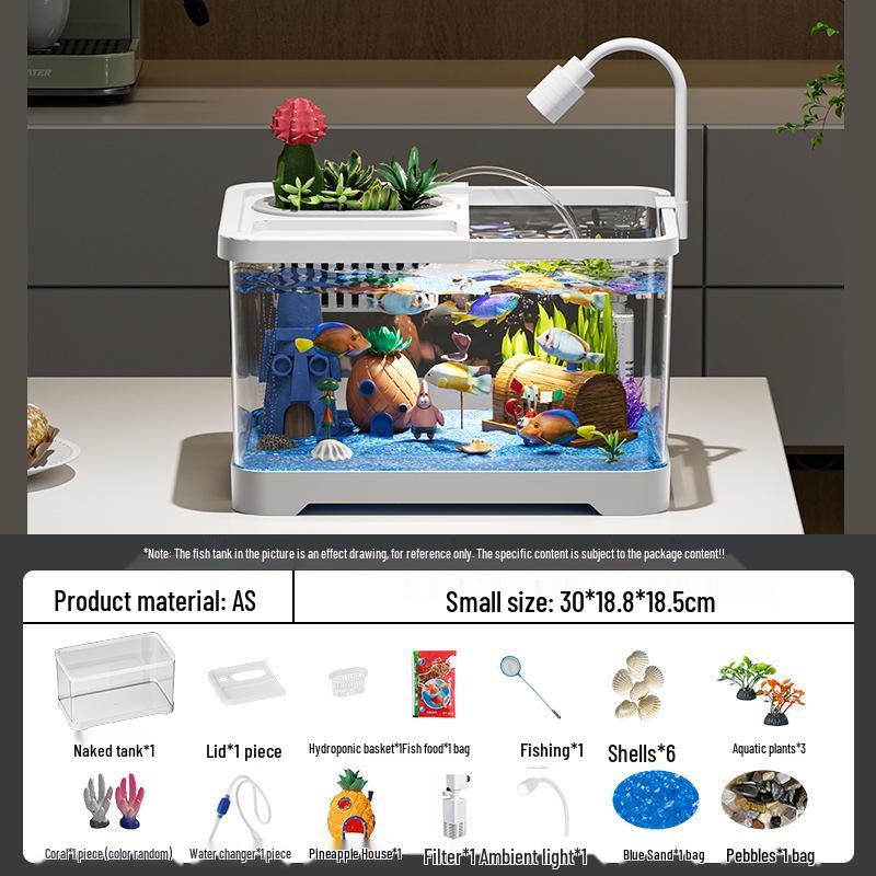 Acuario de Peces Betta de Alta Definición con Filtro y Oxigenador Integrados para Decoración de Sala de Estar