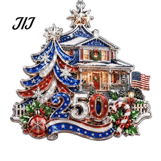 Car Rear View Mirror Accessories 250th Anniversary Christmas Ornament, Acrylic Patriotic Hanging Decor USA Gifts with Eagle Santa Liberty Bell,