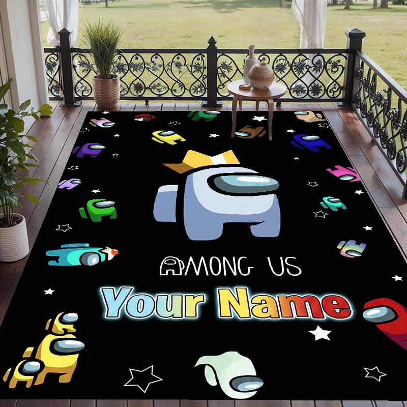 Custom Text Printed Rug Among Us Non Slip Floor Carpet For Home Room Decor