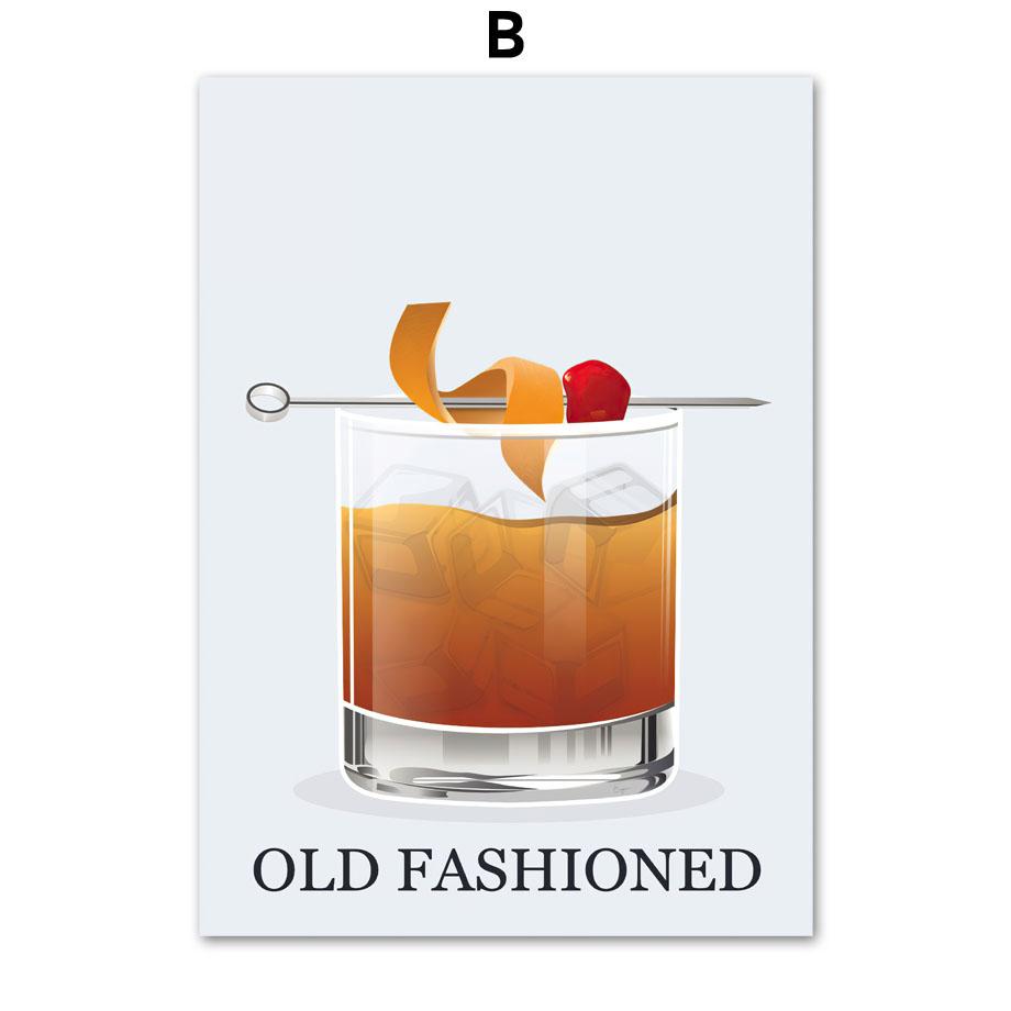 Tequila Margarita Martini Mojito Cocktail Nordic Poster Wall Art Print Canvas Painting Kitchen Decor Pictures For Living Room