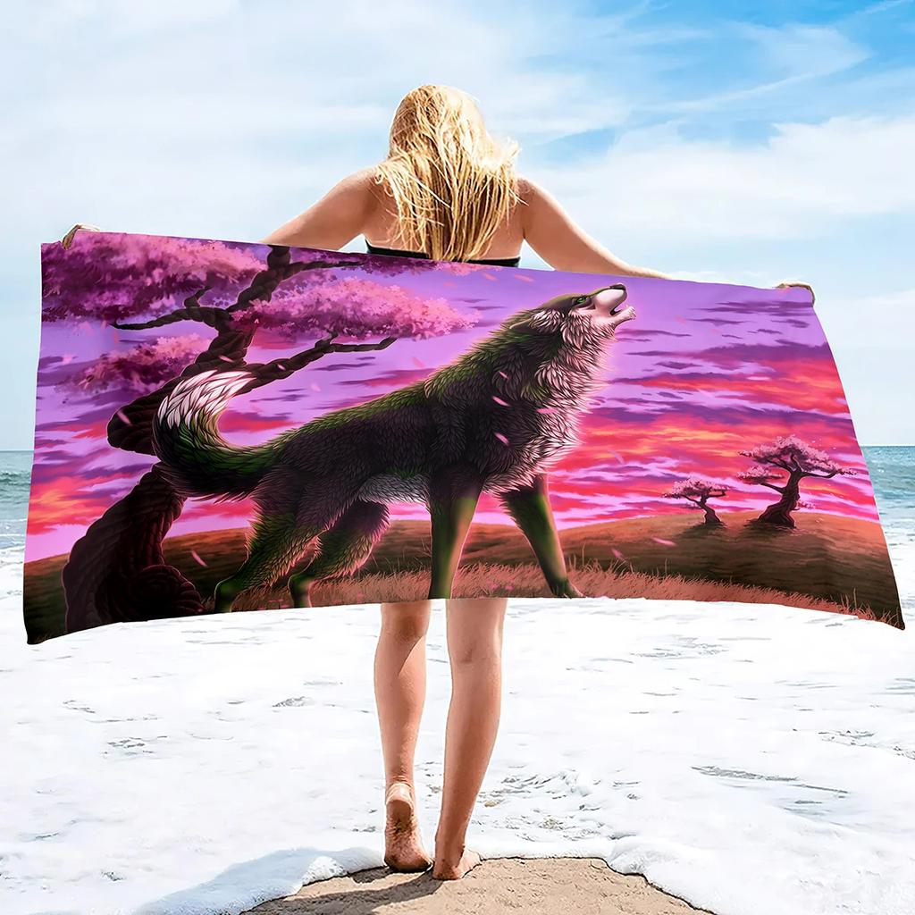 Wolf Beach Towel Groups of Wolves Wild Animal Design Soft Sand Free Bath Towel Quick Dry Sport Spa Yoga Gym Kitchen Hand Towels
