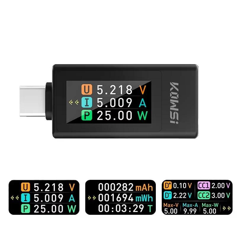 KWS-1902L Multifunktionaler USB-C Typ-C Spannungs-Leistungsstrom-Tester 4-30V Voltmeter und Leistungsmesser mit Ausschalt-Speicher