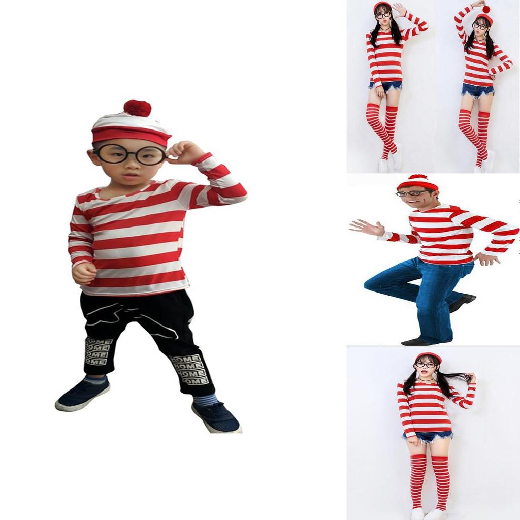 Adult Ladies Us Wheres Wally Wenda Costume Cartoon Waldo Cosplay Fancy Dress