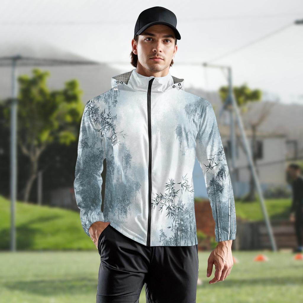 Children's Adult Fashion Printed Hooded Training Windproof Rainproof Sunscreen Sports Jacket Running Fitness Quick Dry Jacket