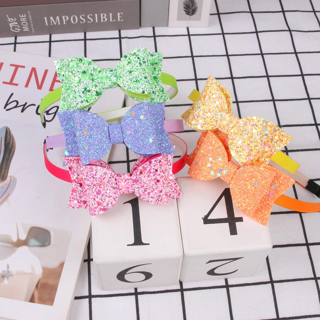Girls Glitter Hair Bows Headbands for Girls 3.5inch Sequin Bows Hairbands Kids Hairhoops Children Hair Accessories