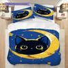 Set Copripiumino Trapuntato con Motivo Gatto Nero Federa Decorazione per la Casa Regalo di Compleanno (1 * copripiumino + 2 * federa, senza nucleo)