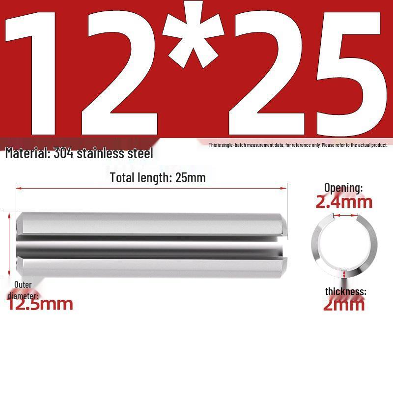 304 Stainless Steel Slotted Spring Pin, Cylindrical Shaft Pin, Locating and Hollow Pin (M5-M12)
