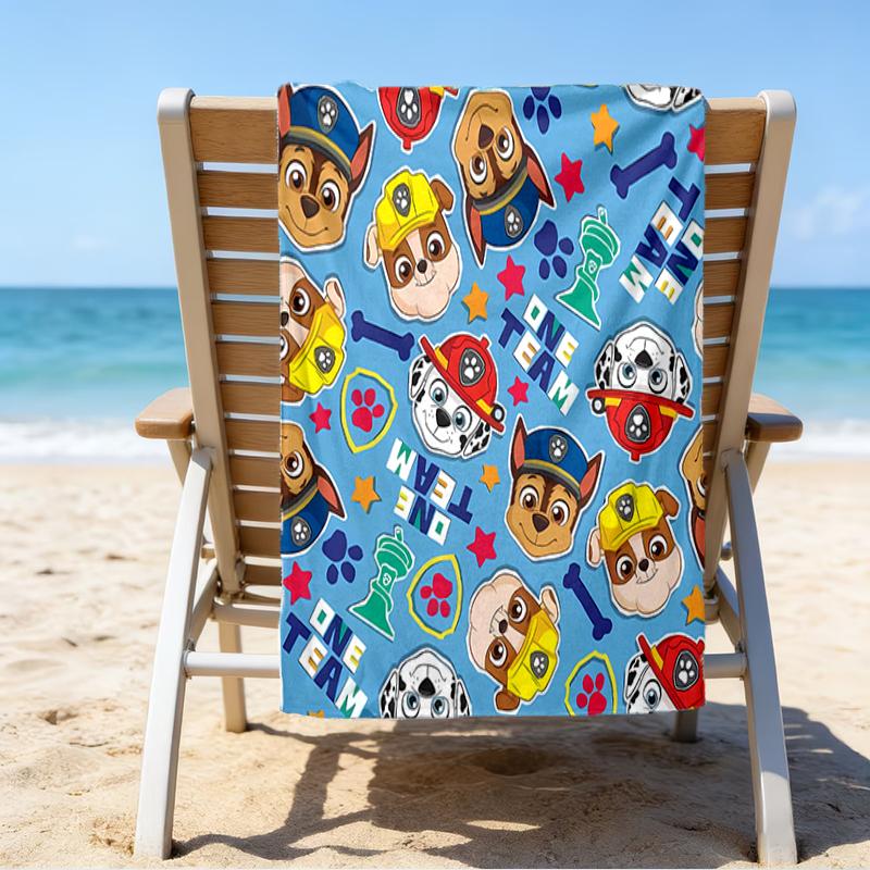 proof beach towel with a Paw Patrol characters pattern - soft,absorbent,quick-drying,machine washable - perfect for swimming,camping,bathing