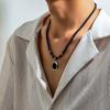 Collana Maschile Personalità Nicchia Sensazione di Lusso Ciondolo a Goccia Olio Catena Clavicola Catena Collo Collana con Pietra Occhio di Tigre Giallo