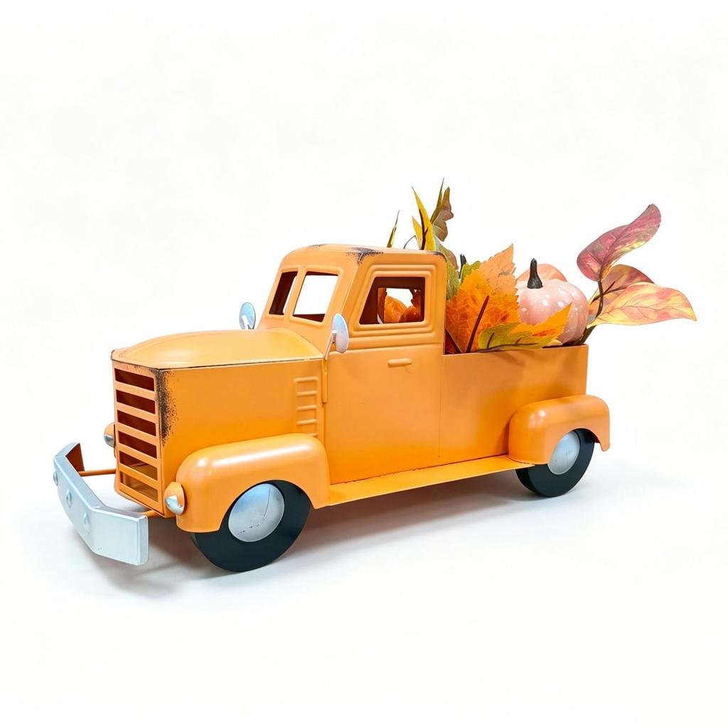 Decorazione Camioncino Zucca in Ferro Battuto Invecchiato per Autunno Ringraziamento Decorazioni per la Casa