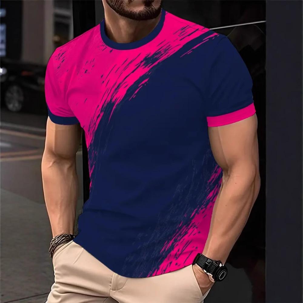 Men's 3D Printed Pattern T-shirt Breathable Lightweight Fabric Regular Edition Round Neck Short Sleeve Comfort Edition T-shirt