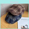 Vintage Plaid Newsboy Cap With Breathable Cotton For Women Spring And Summer