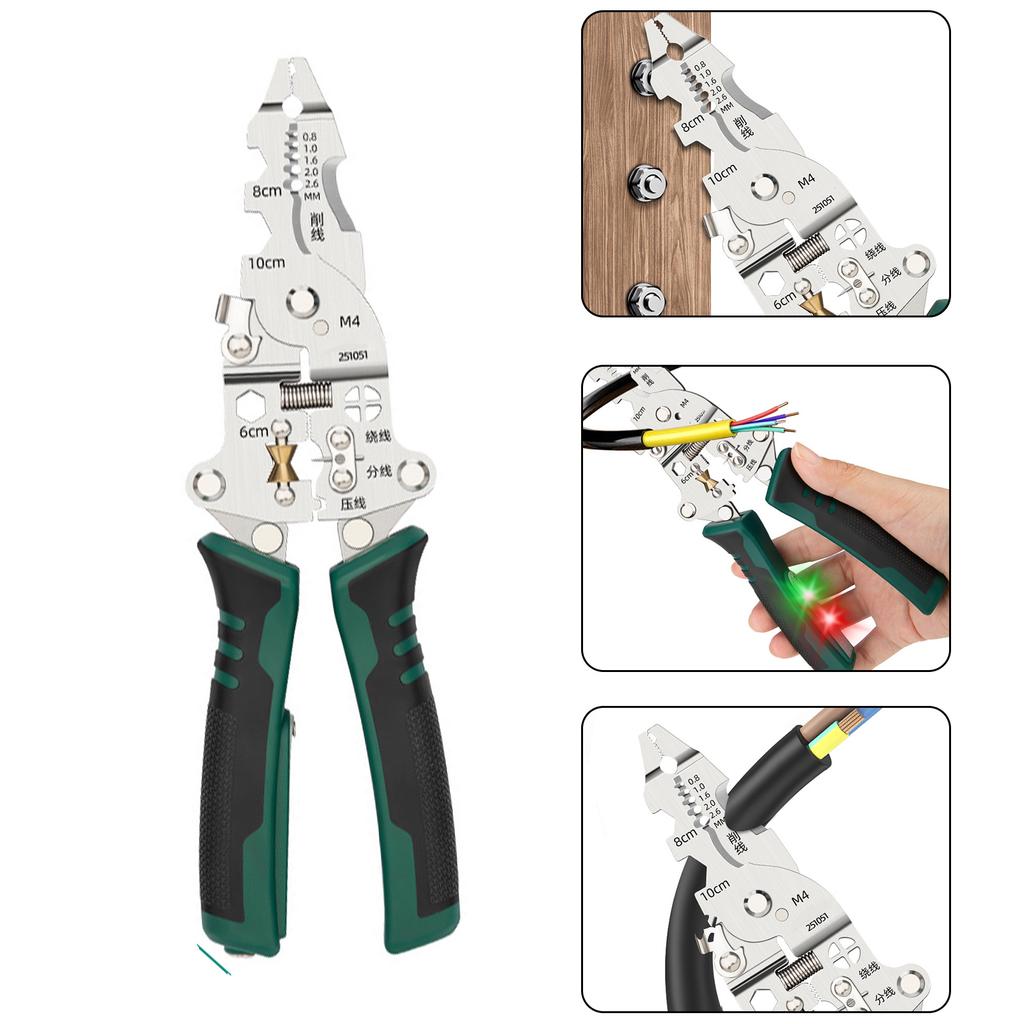 Wire Strippers with Electricity Measurement Function 11 in 1 Wire Stripping Pliers for Cutting Pulling Wires Scissors