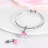 Original Charms Copper Certified Cute Pet Pink Carnation Beads Fit Bracelet Women Jewelry Making Diy