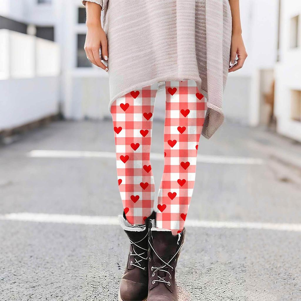 Damen Casual Mode Print Hose High-Waist Straight-Leg Skinny Leggings