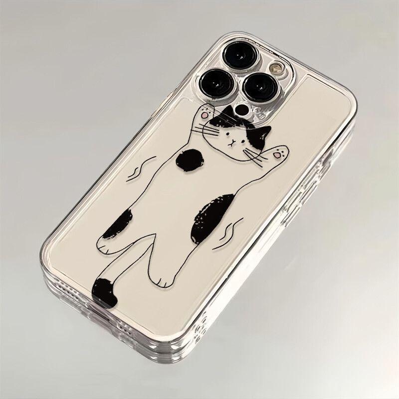 Cute Cartoon Kitten Phone Case for IPhone 16 15 14 17 Pro 13 12 11 Max 15 14 16 Plus Shockproof Transparent Soft Silicone Cover