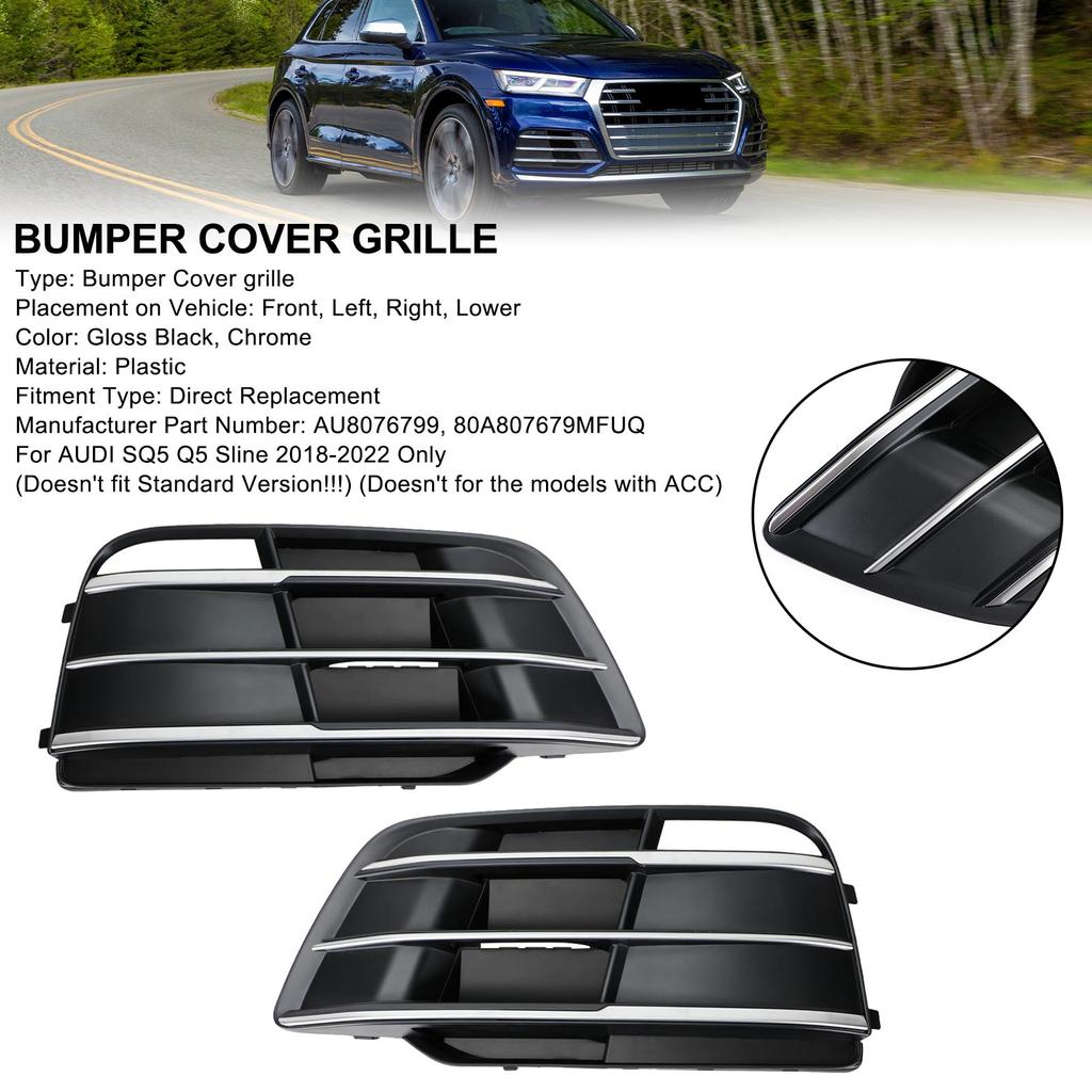 Front Bumper Grille Grill 80A807679MRU6 Fit Q5 SQ5 2018-2022 Pre-Facelift