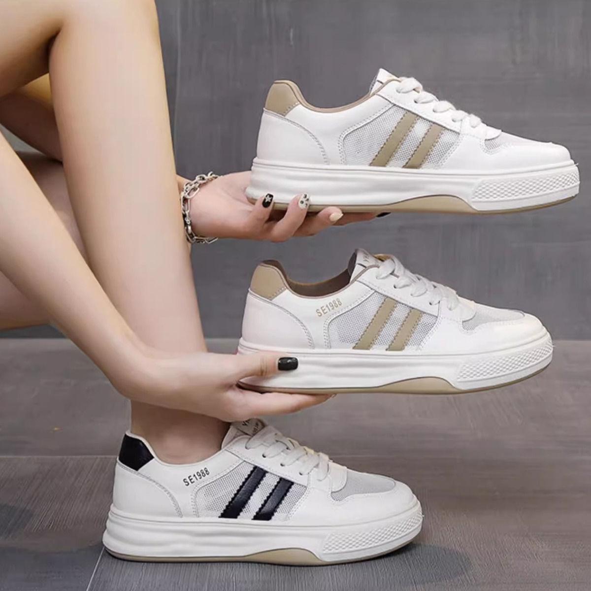 

PLOVER mesh breathable little white shoes women s 2025 spring and summer new thick-soled casual sports women s shoes versatile shoes 35
