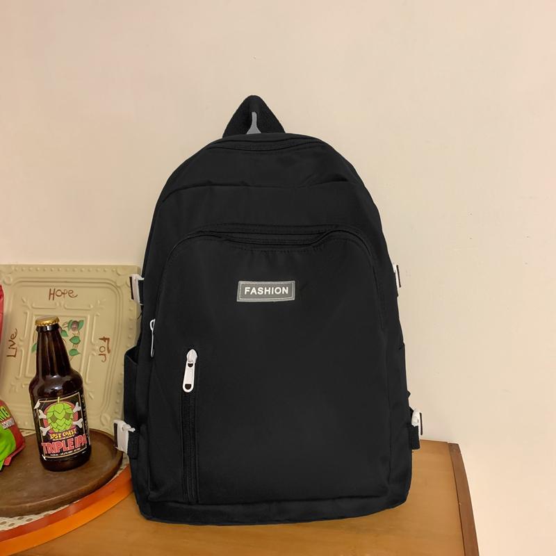 Large Capacity School Backpack Smooth Zipper Solid Color Teens Girl Casual Daypack Bag Student Supply