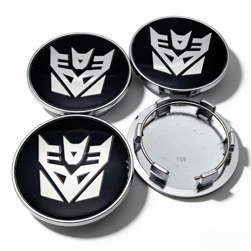 4pcs Transformers Logo Badge Car Wheel Center Caps 69MM Clips 56MM Wheels Hub Dust Cap Rim Hubcaps Cover Replace Car Accessories