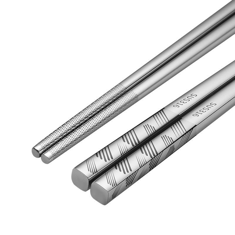 316 Stainless Steel Non-Slip Heat-Resistant Square Chopsticks