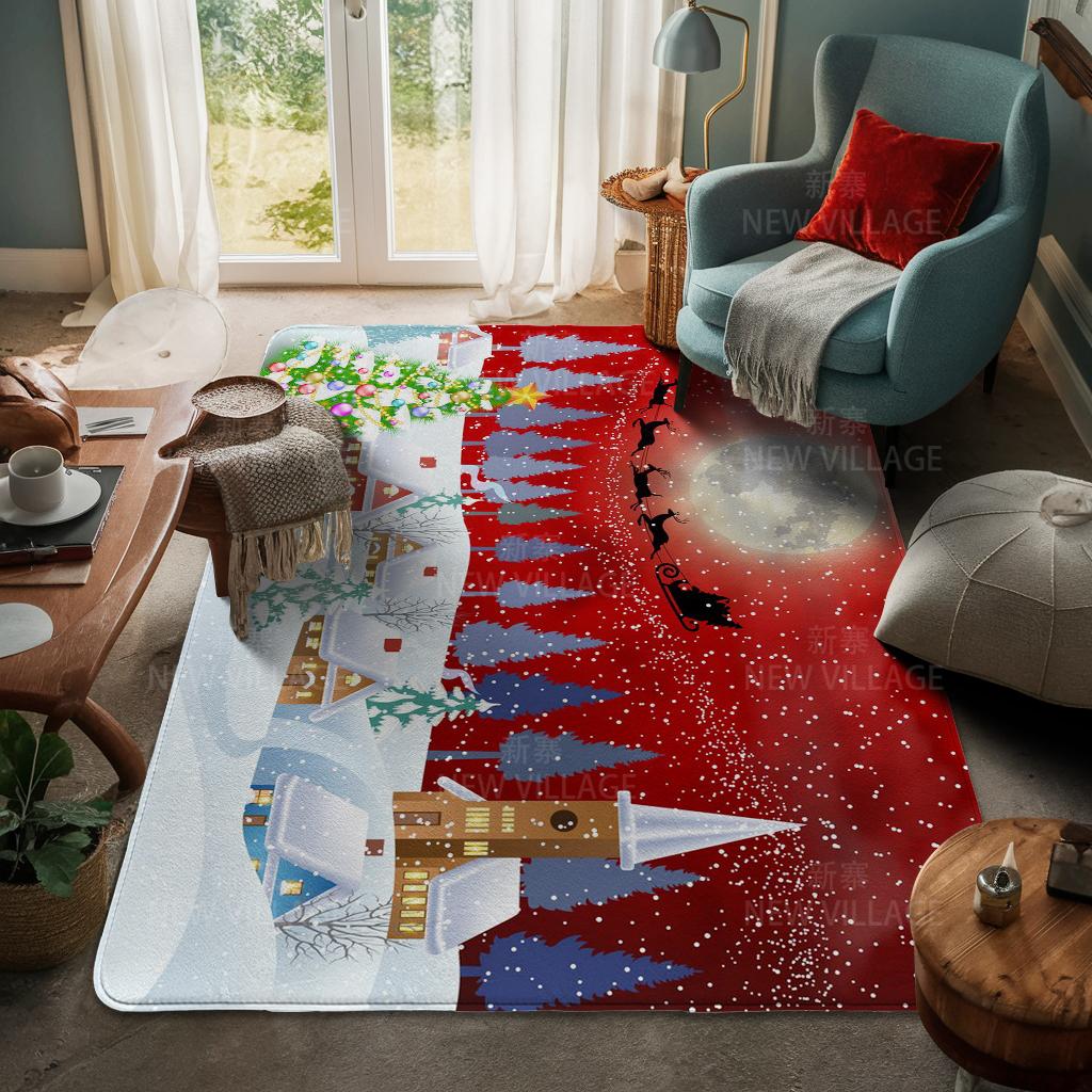 House Entrance Carpet Home Door Mat Living Room Bath Foot Bathroom Non-slip Water Absorption Rugs Bath Merry Christmas Winter