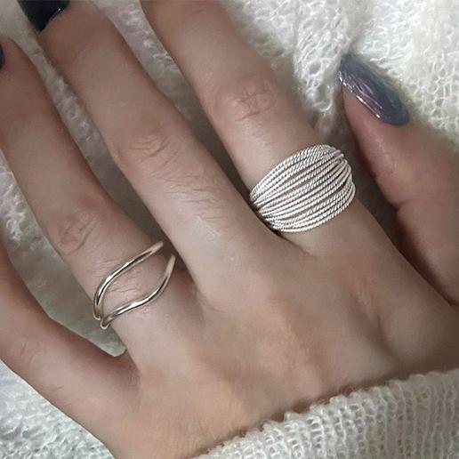 PONYKISS Sterling Silver Minimalist Line Round Rings for Women Trendy Opening Fine Geometric Accessories