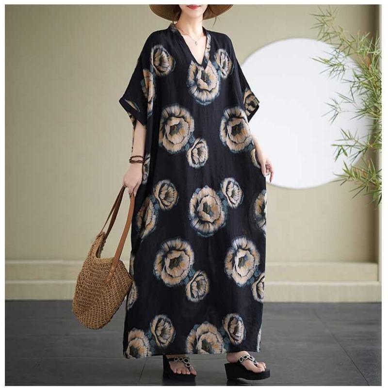 V-Neck Vintage Long Flesh-Covering Dresses