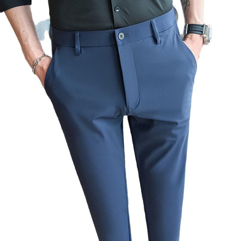 Xiaohongshu Men's Casual Trousers Summer Sunscreen Ice Silk Cool Business High Elastic Large Size Trousers Douyin Supply