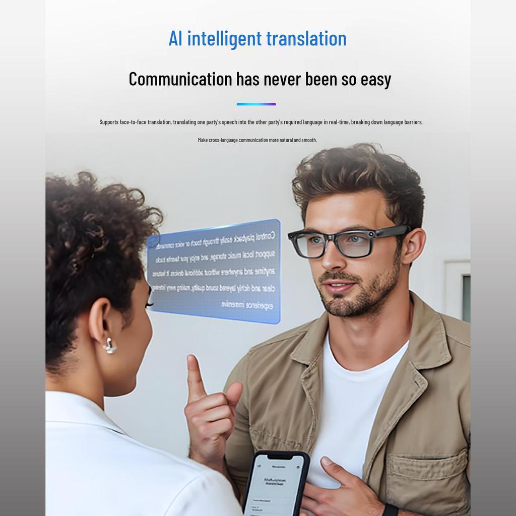 Smarte Navigationsbrille mit 800W HD-Kamera, KI-Videoübersetzung, Bluetooth und Aufnahmeerkennung