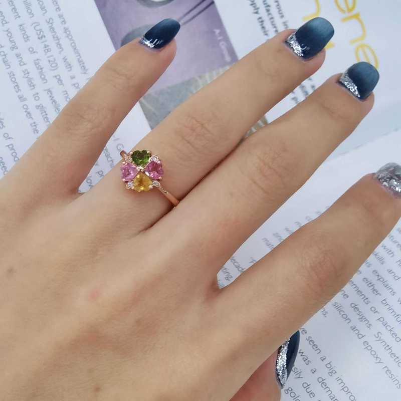 Sace Gems 925 Ayar Gümüş Turmalin Taş Yüzükler Kadınlar için Nişan Kokteyl Parti Güzel Takı