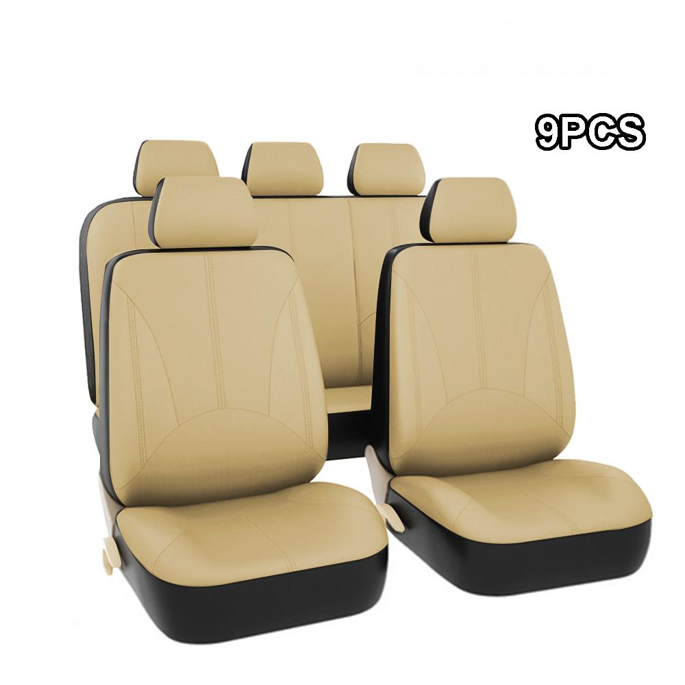 4PCS/9PCS Car Seat Cover Breathable PU Leather Full Surrounded Seat Protector Universal Vehicle Seat Cushion For Most Cars