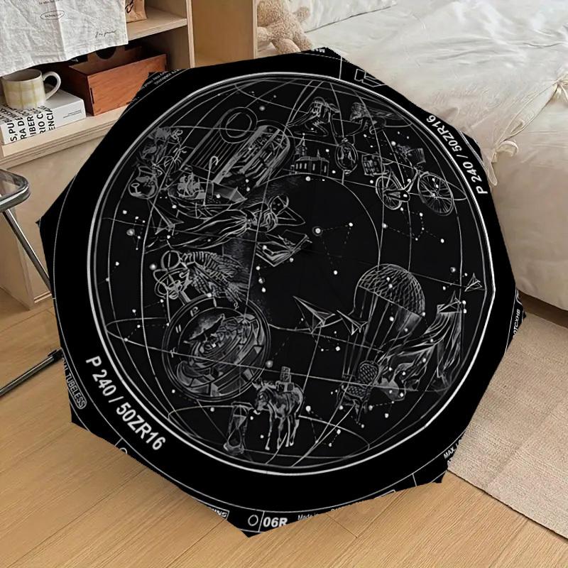

1pc Wheel Design Fashionable Automatic Opening/Closing Folding Umbrella with 8 Iron Bones, Plastic Handle yy251015078