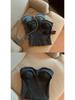 Spicy Girl Retro Denim Bandeau: Summer 2025 Sweet & Cool One-Shoulder Crop Top