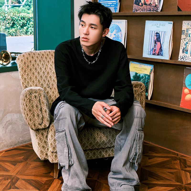 JEEP SPIRIT Men's Heavyweight Stand Collar Long Sleeve Sweatshirt