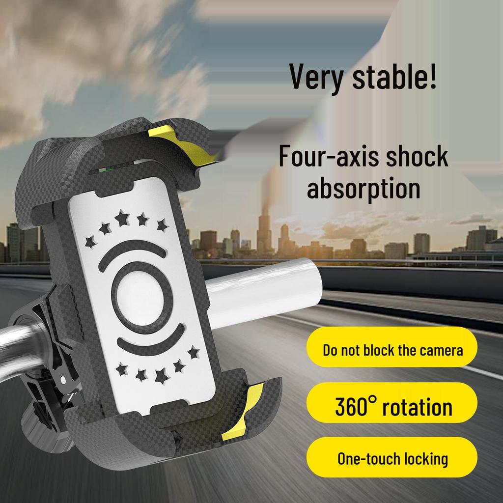 2026 Universal Shock-Absorbing Anti-Shake Motorcycle Phone Holder for One-Handed Operation and Riding Navigation