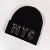 Rhinestone Nyc Letters Knit Hat For Unisex Autumn Winter Warm Cap Fashion Gift