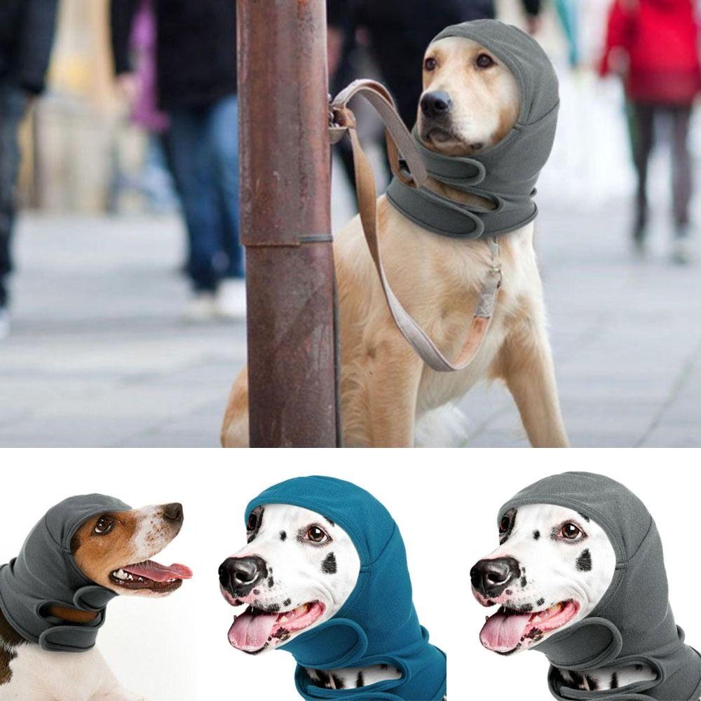 Solid Color Dog Calming Hoodie Adjustable Pet Head Ear Wrap High Quality Dog Ear Cover