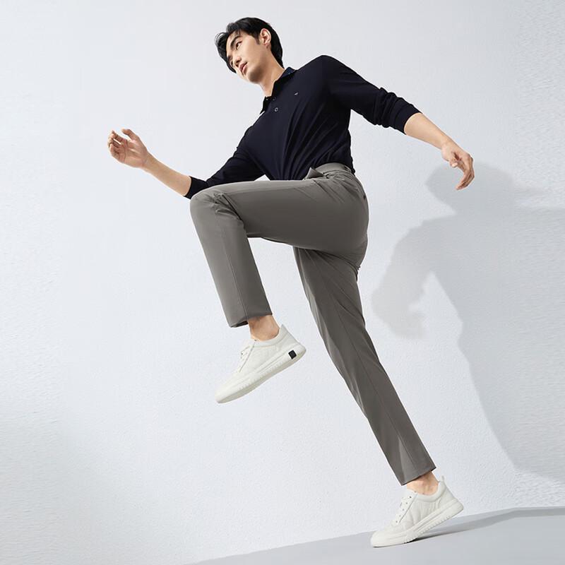 Men's High-Elastic Straight-Leg Fine-Stripe Casual Pants