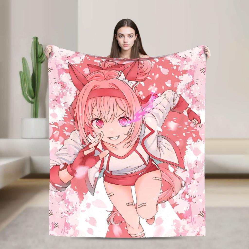Umamusume Pretty Derby Haru Urara Warm Soft Blanket Airplane Travel Plush Throw Blanket Bedroom Flannel Bedspread Sofa Bed Cover