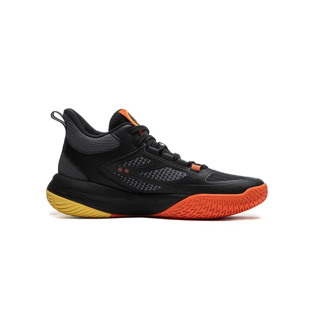 Li Ning Kids Round Head Comfortable Non-Slip Wear-Resistant Rebound Mid-Top Basketball Shoes Kids basketball shoes Black Gray YKBU088-3