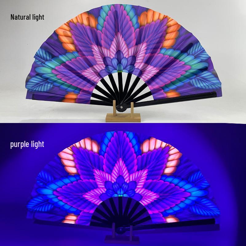 Leuchtender faltbarer Kung-Fu-Party-Fächer mit UV-fluoreszierender Leuchtkraft
