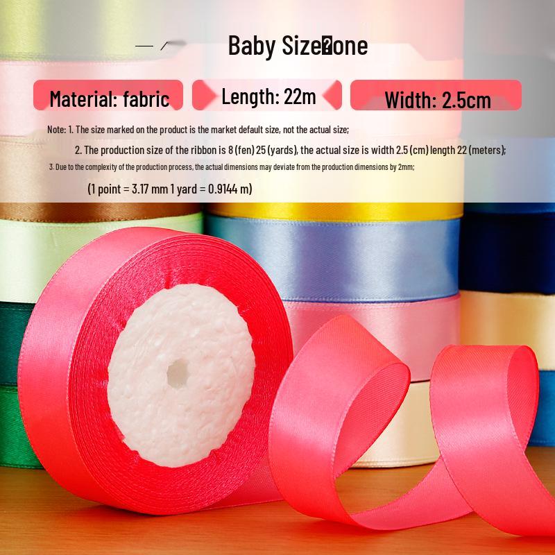 2.5cm Polyester Satin Ribbon for Gift Box and Hair Accessories