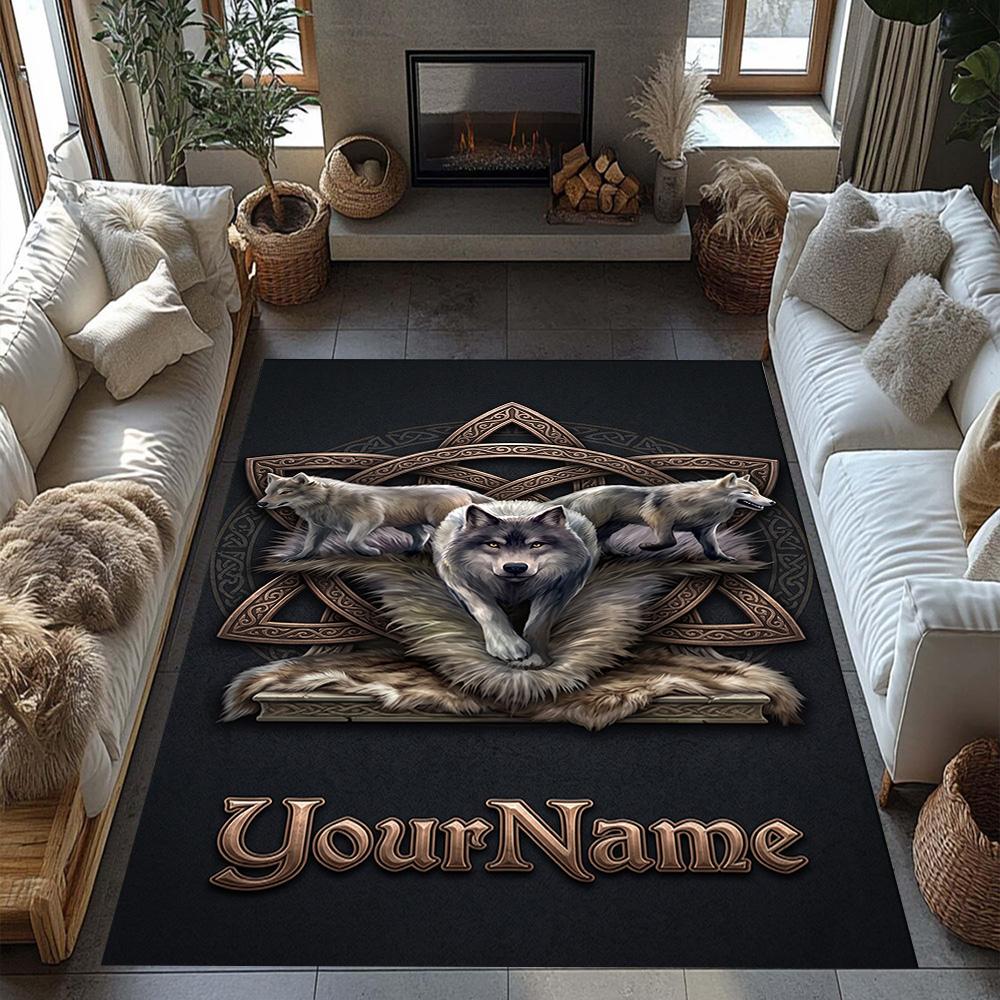 Gothic Illustrations Customizable Name Floor Rug Office Rug Design for Bedrooms Dining Room Kitchen Living Rooms Antislip Carpet Office Home Decor